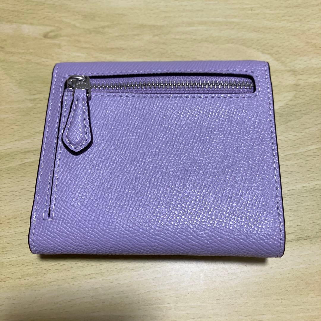 【ほぼ未使用】COACH 三つ折り財布 ラベンダー コンパクトウォレット コーチ