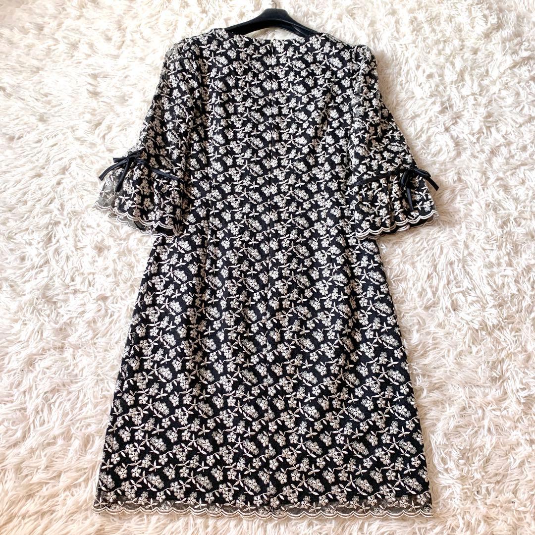 美品✨高級感 エムズグレイシー フラワー刺繍 レース ワンピース ベルスリーブ