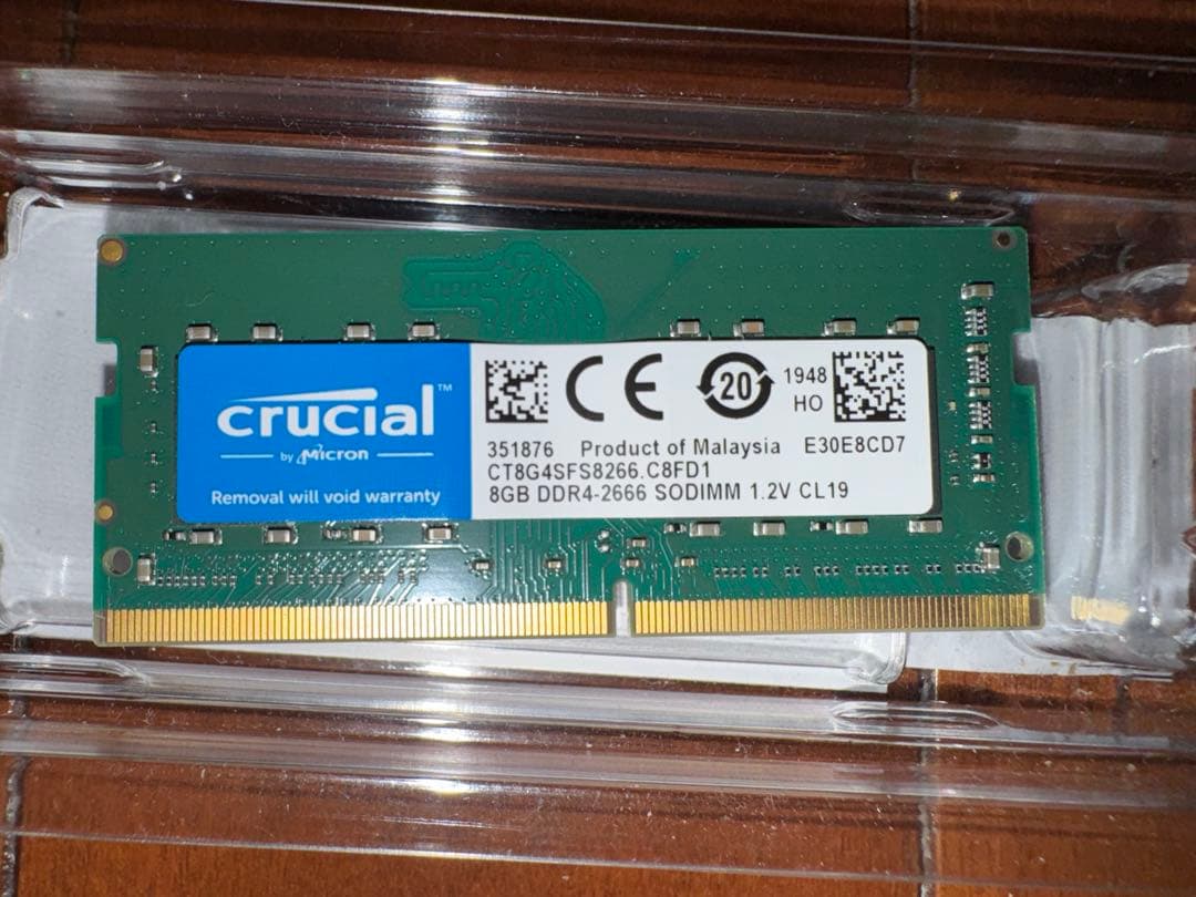 Crucial 8GB DDR4-2666 SODIMMノートPC用メモリ