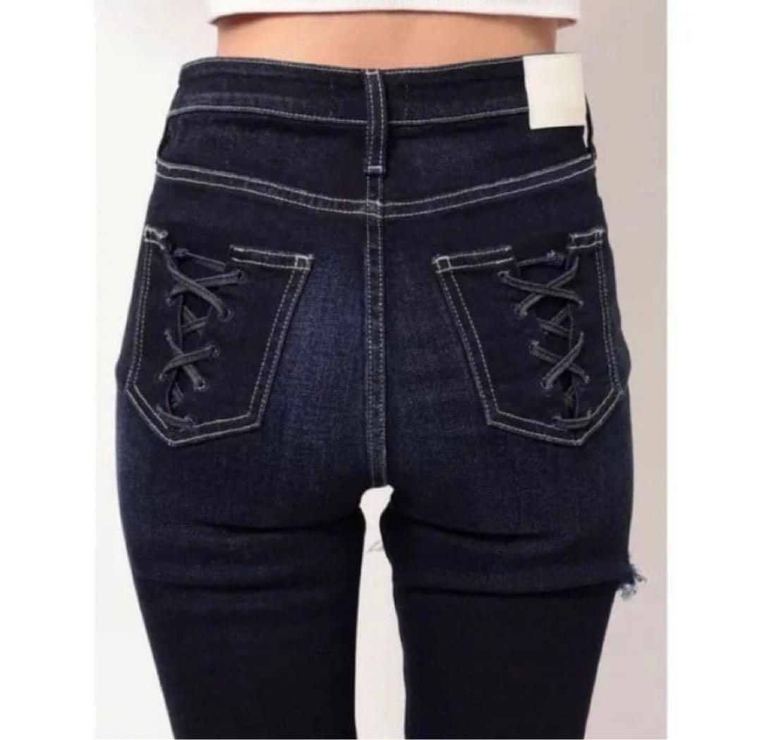 GYDA H/W THIGH ダメージデザイン スキニーデニムパンツ M