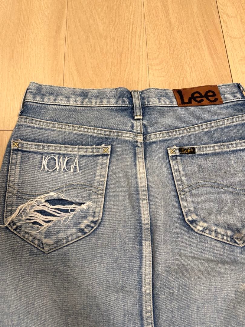 Lee デニムロングスカート by KOWGA ダメージ加工ライトブルー