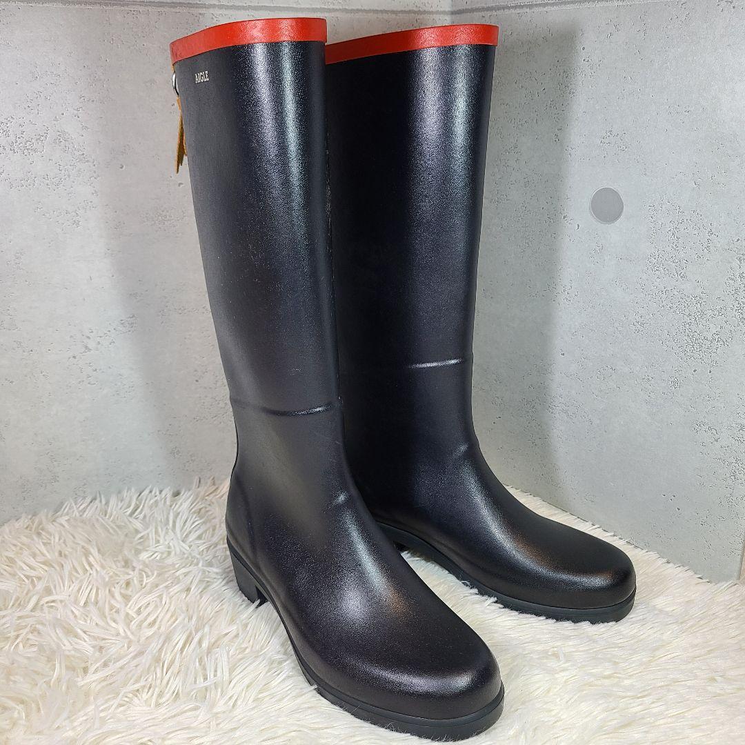 【AIGLE】エーグル ミスジュリエットA ラバーブーツ　レインロングブーツ　黒