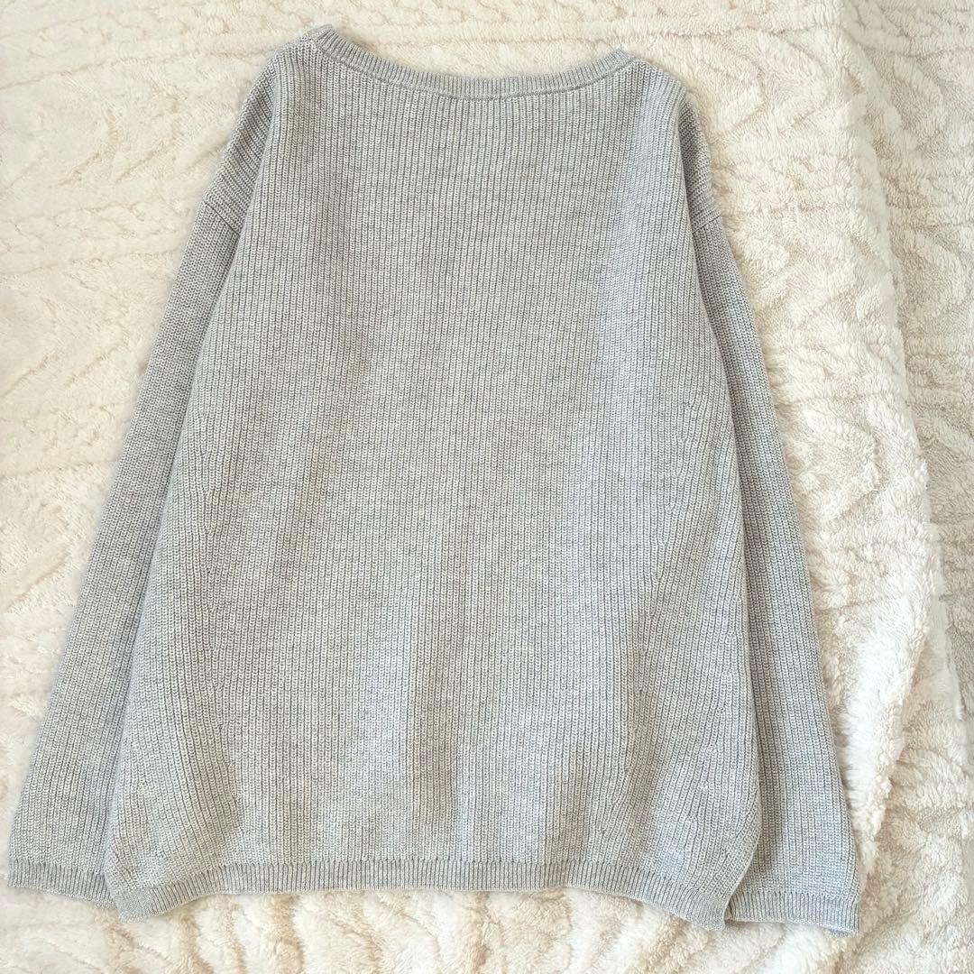 【美品】theory セオリー　綿　カシミヤ　ボートネック　ニット　ライトグレー