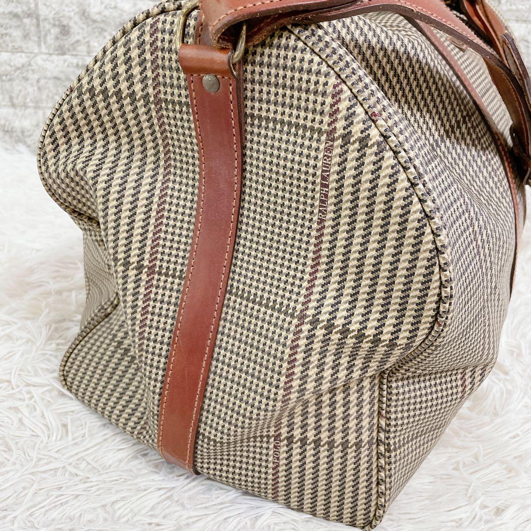 美品　ポロラルフローレン　2way ボストンバッグ　千鳥格子　旅行　PVCレザー
