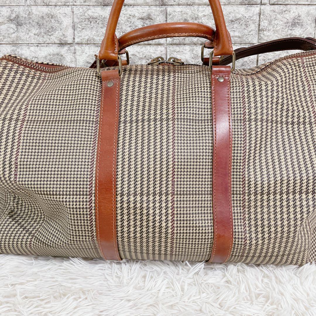 美品　ポロラルフローレン　2way ボストンバッグ　千鳥格子　旅行　PVCレザー