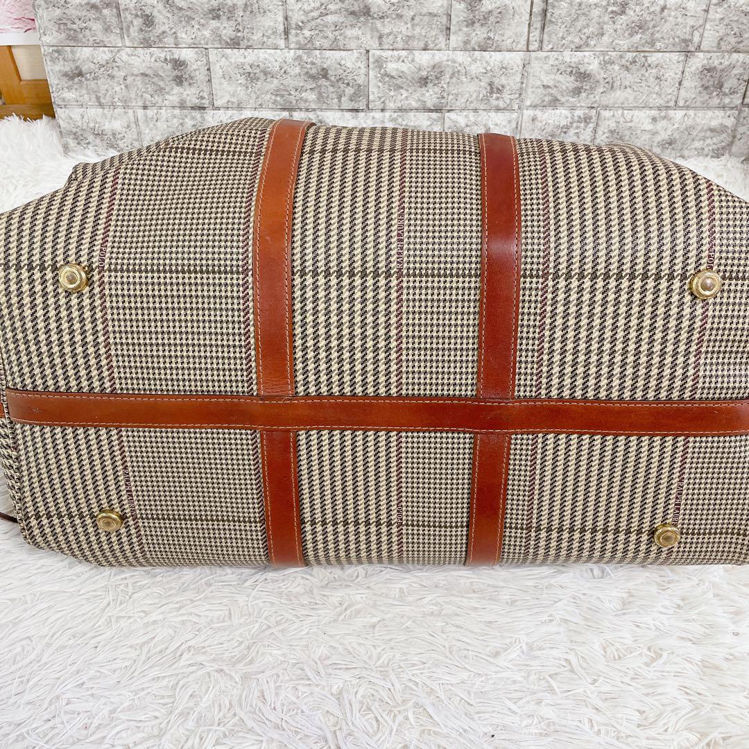 美品　ポロラルフローレン　2way ボストンバッグ　千鳥格子　旅行　PVCレザー