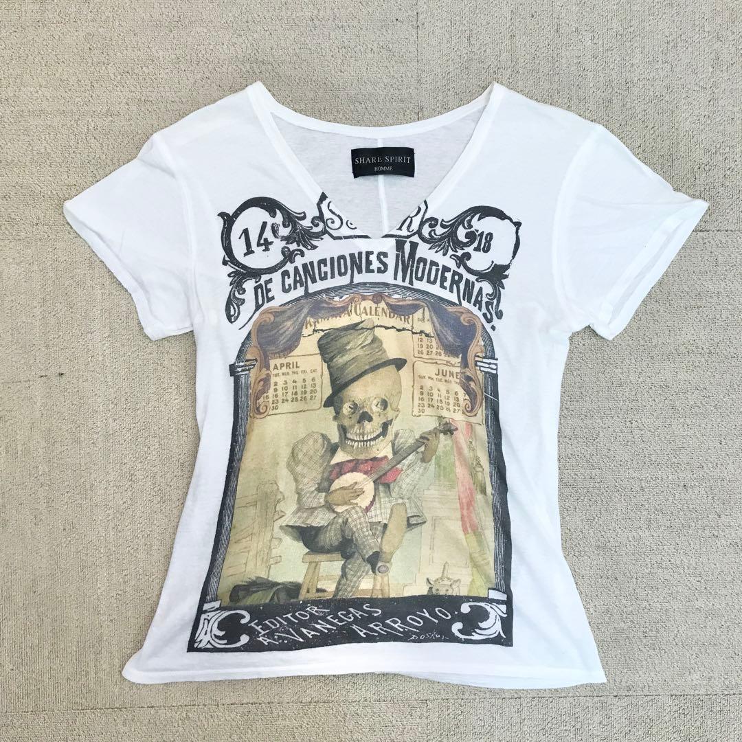SHARE SPIRIT スカルプリント Tシャツ 半袖 カットソー S3358