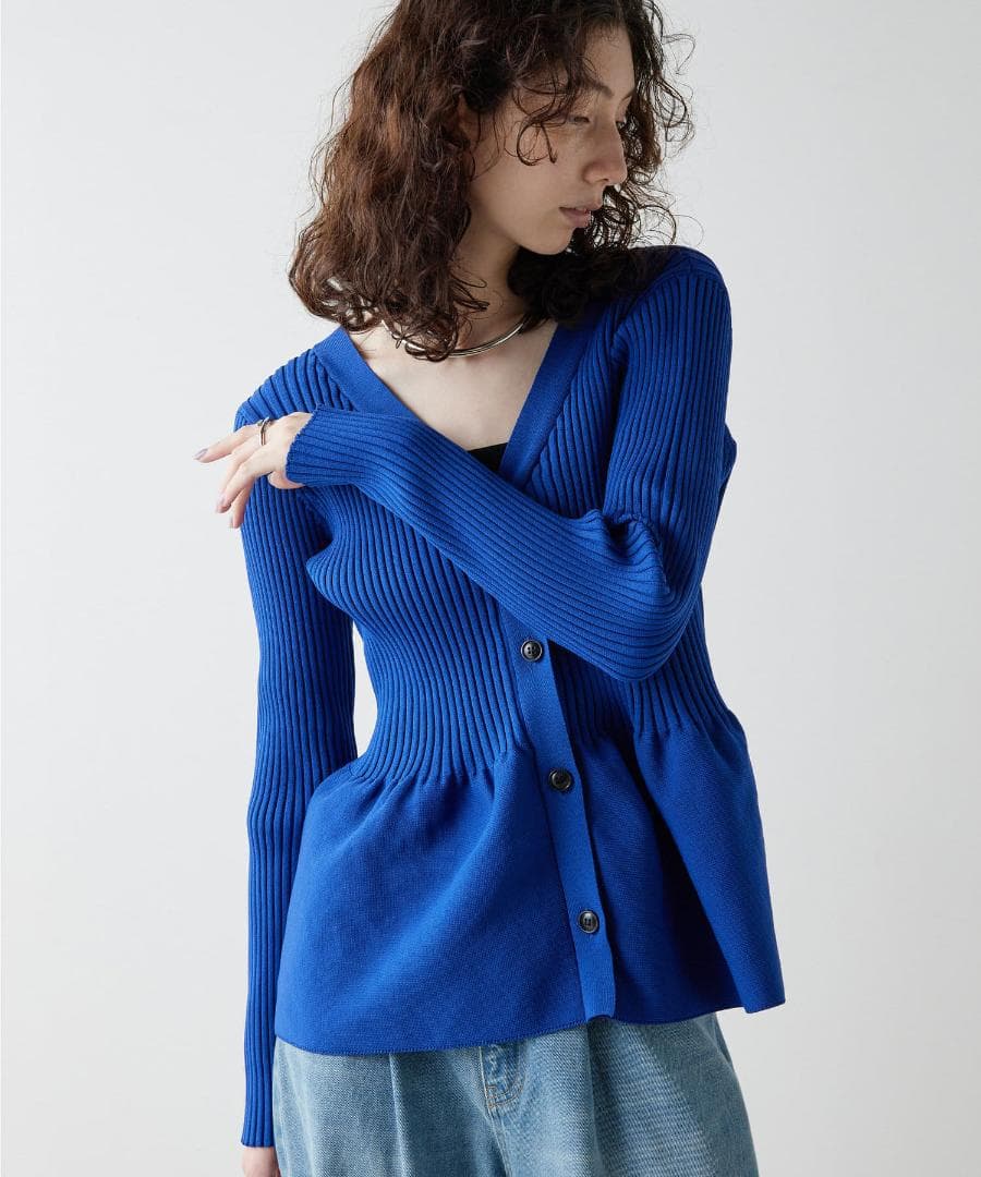 美品 24AW GALLARDAGALANTE ペプラム2WAYカーデ ブルー