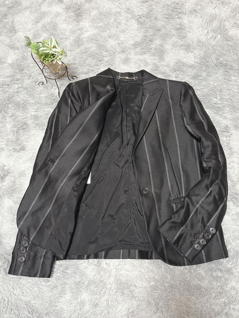 GUCCI グッチ ウール シルク混 テーラードジャケット 黒 40