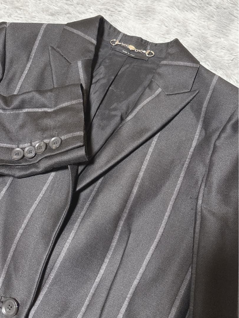 GUCCI グッチ ウール シルク混 テーラードジャケット 黒 40