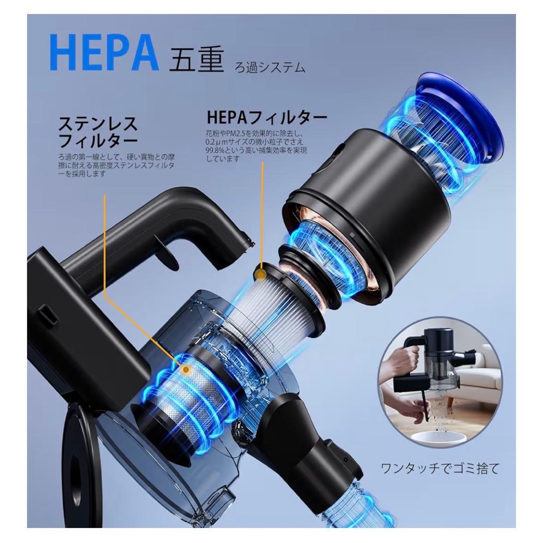 新品 掃除機 コードレス 45000Pa 強力吸引 スティッククリーナー 軽量型