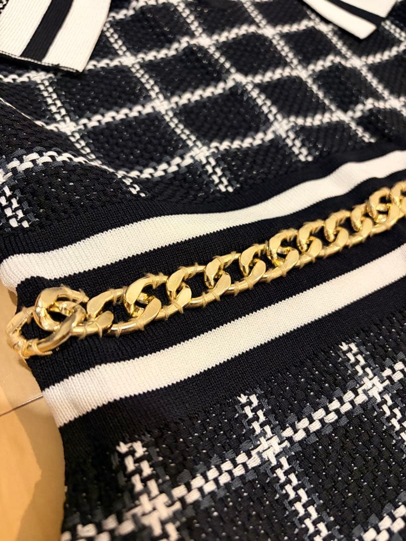 ほぼ未使用　KAREN MILLEN ニット　チェック　ワンピース