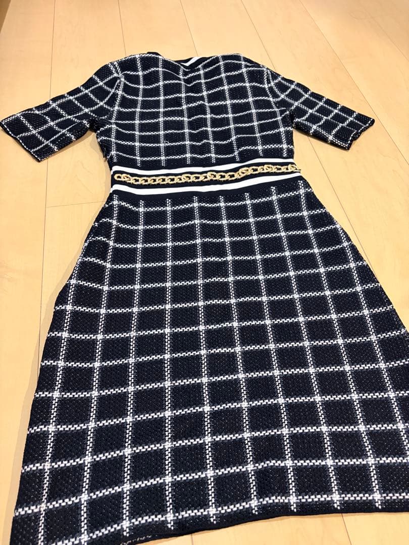 ほぼ未使用　KAREN MILLEN ニット　チェック　ワンピース