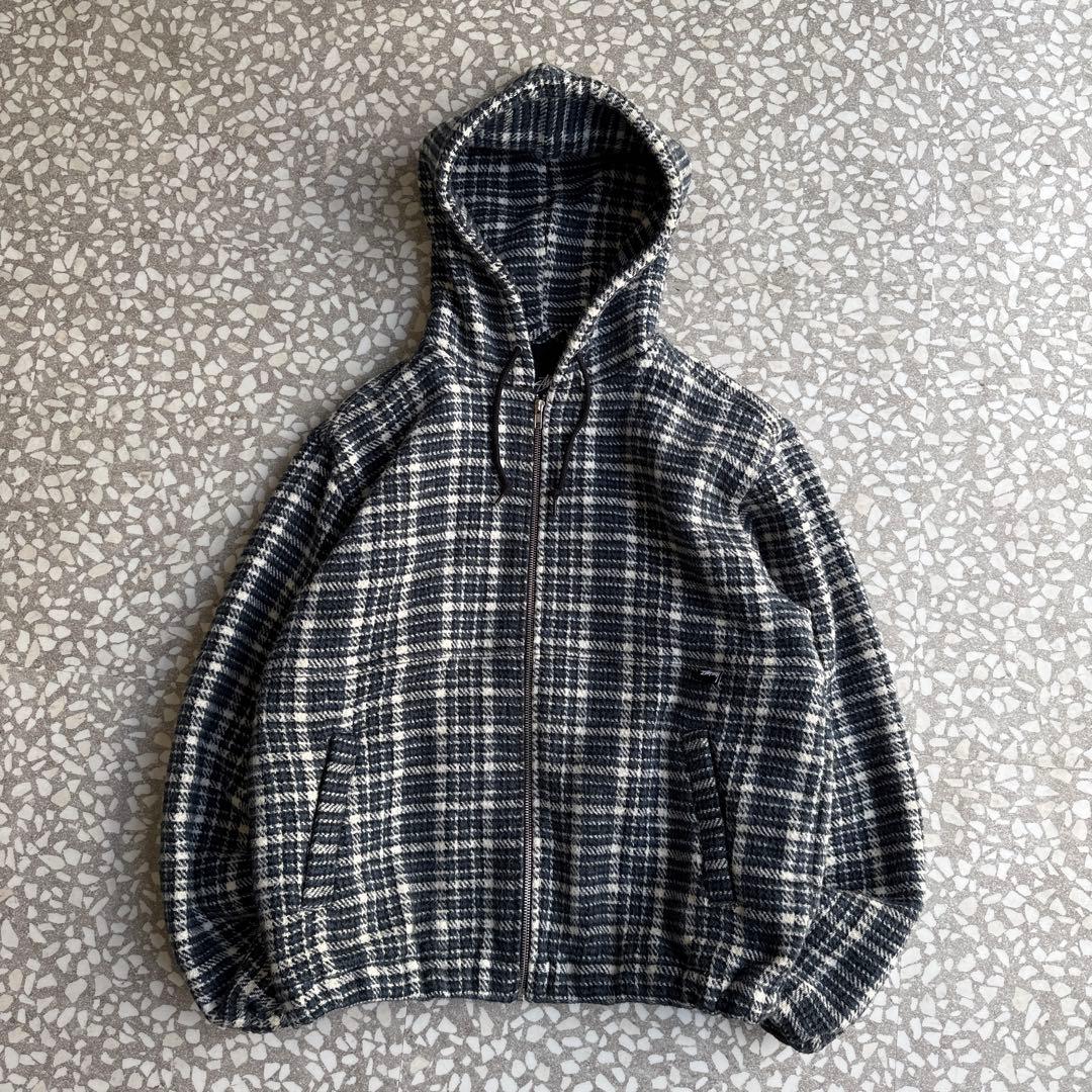 【短丈ボックス、フランネルワークジャケット】stussyアウター古着ストリートM