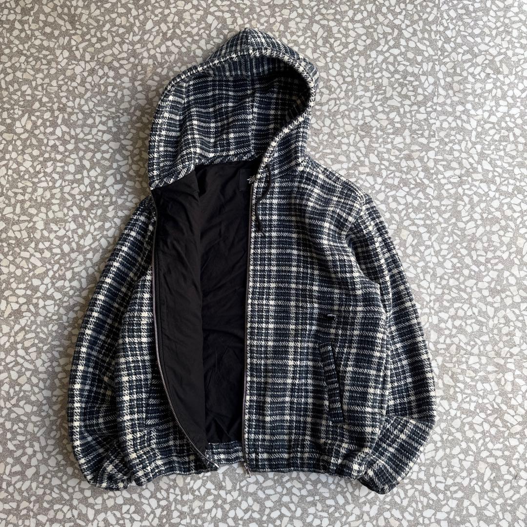 【短丈ボックス、フランネルワークジャケット】stussyアウター古着ストリートM