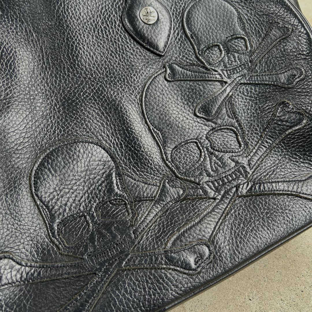 00s “roen” real leather skull hand bag