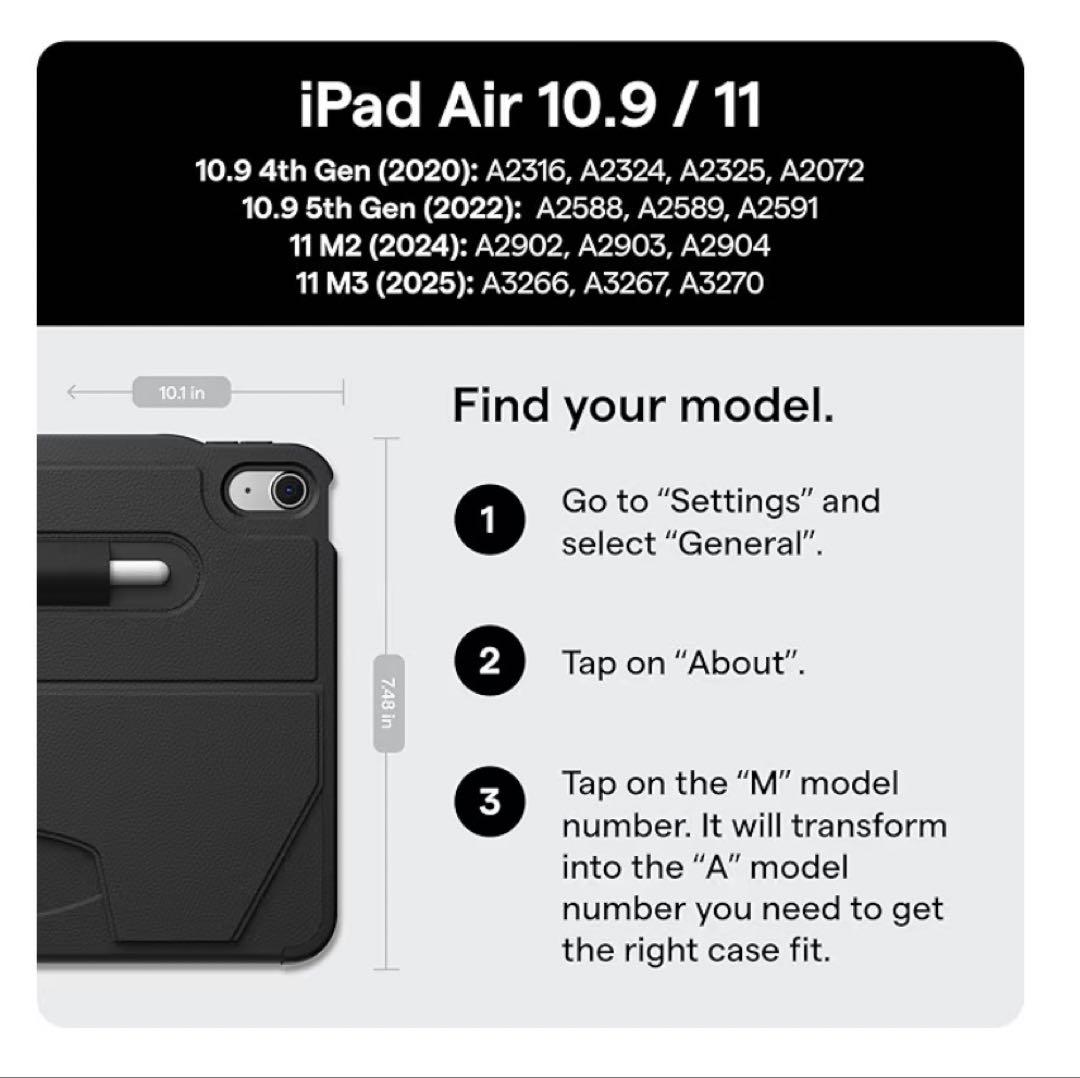 ZUGU CASE iPad Air ケース 11インチ ブラック