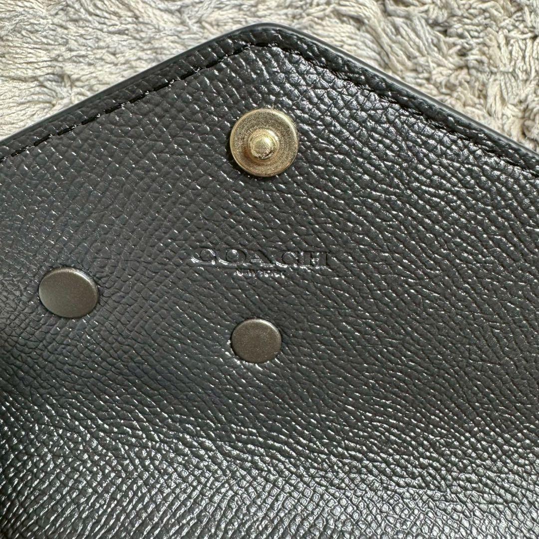 【未使用】COACH コーチ 三つ折り財布 PVC×レザー 花柄 ブラック