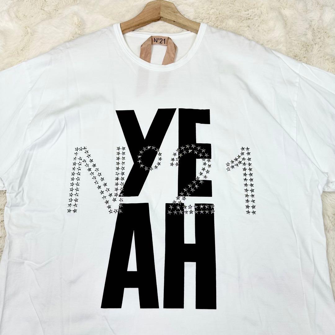 ✨美品✨N°21 YEAH スタッズ ロゴTシャツ 白 イタリア製 綿100%