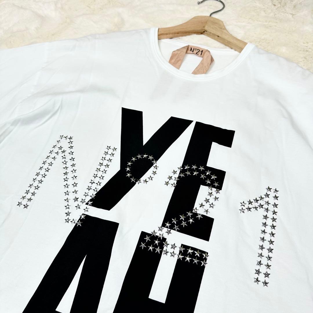 ✨美品✨N°21 YEAH スタッズ ロゴTシャツ 白 イタリア製 綿100%