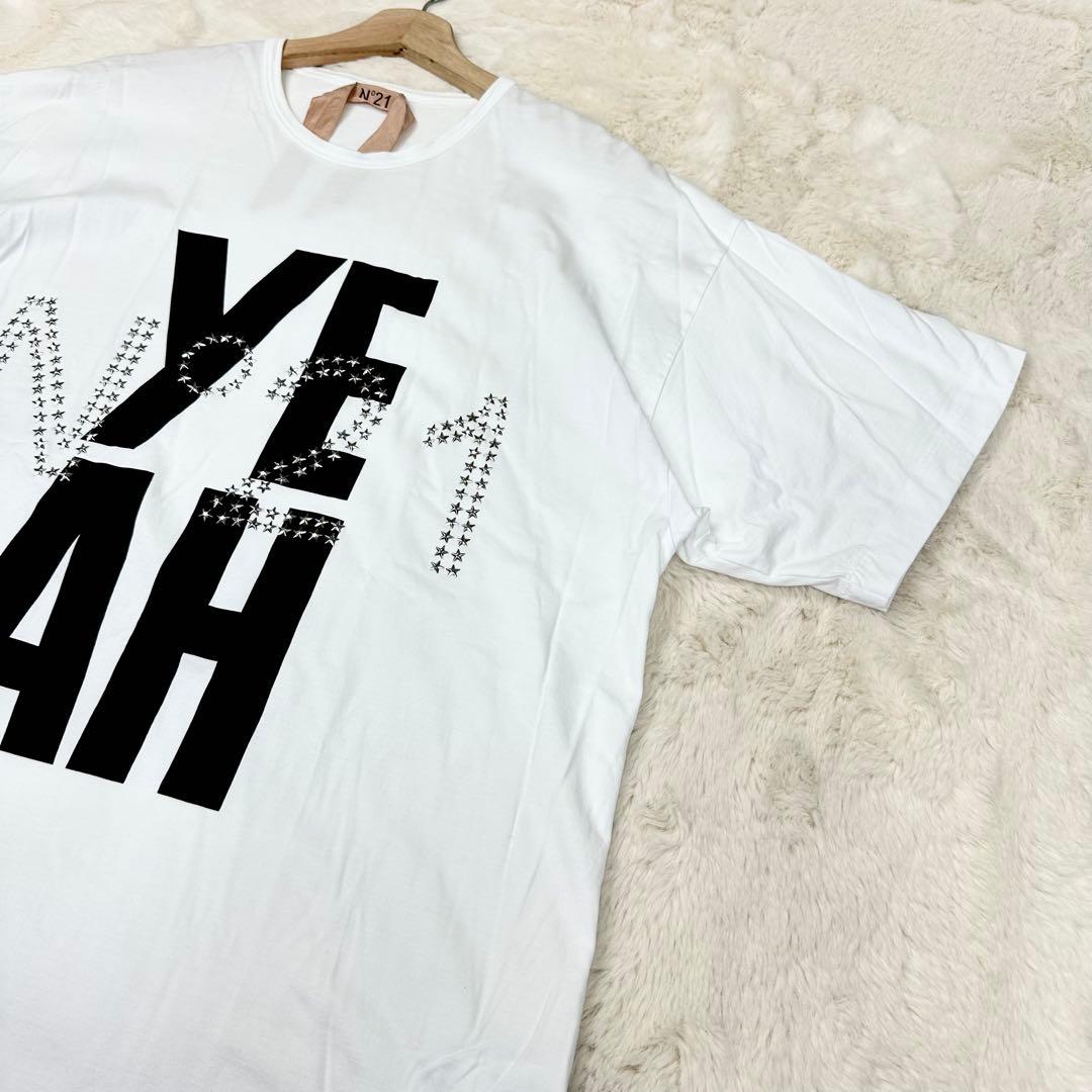 ✨美品✨N°21 YEAH スタッズ ロゴTシャツ 白 イタリア製 綿100%