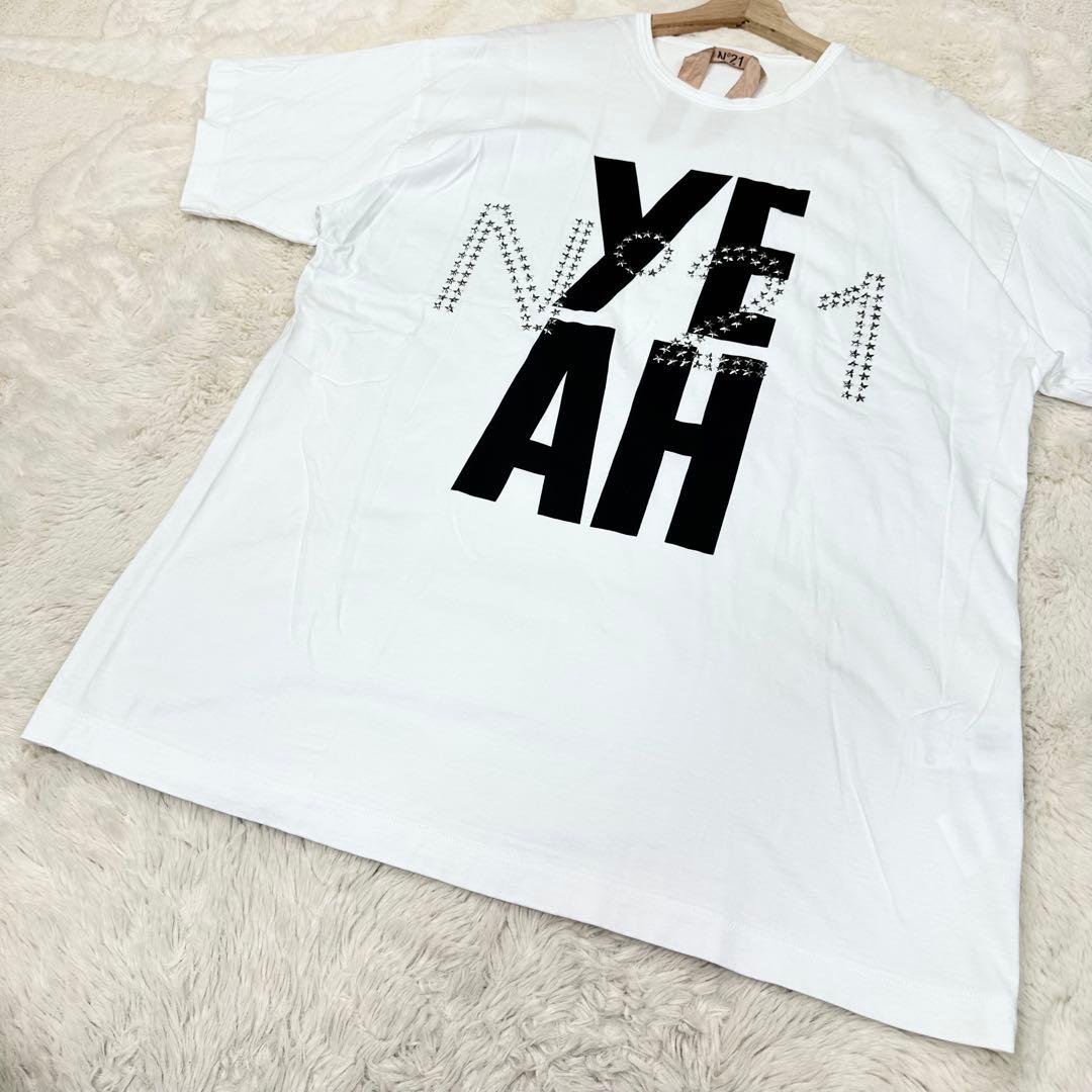 ✨美品✨N°21 YEAH スタッズ ロゴTシャツ 白 イタリア製 綿100%
