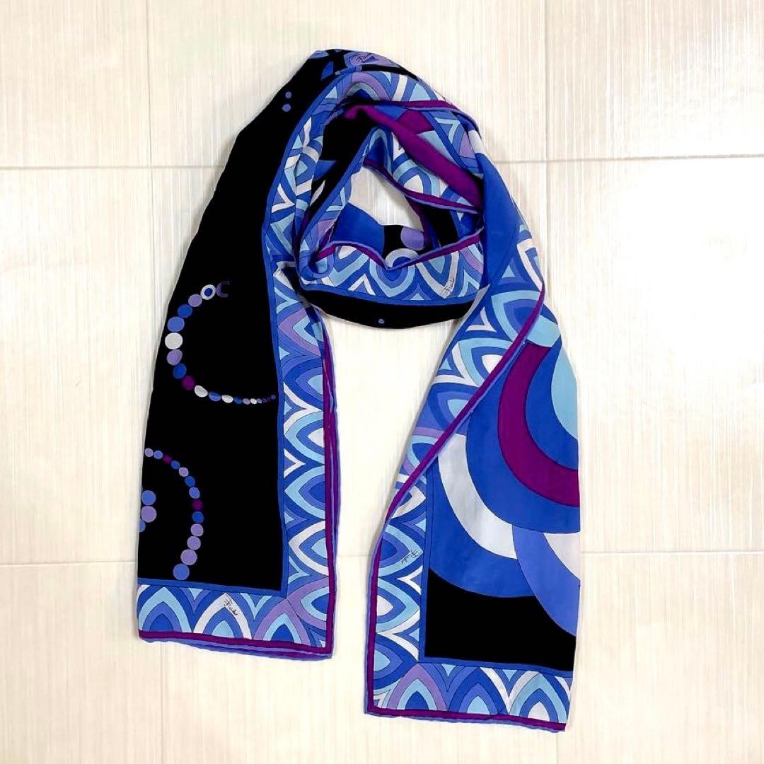 EMILIO PUCCI ロングストール プッチ柄 シルク100%