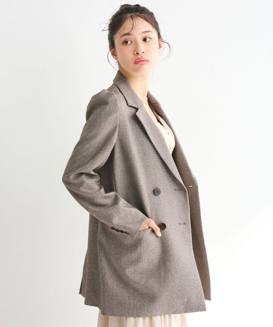 新品 COCODEAL ロングダブルジャケット ブラウン ベージュ ココディール