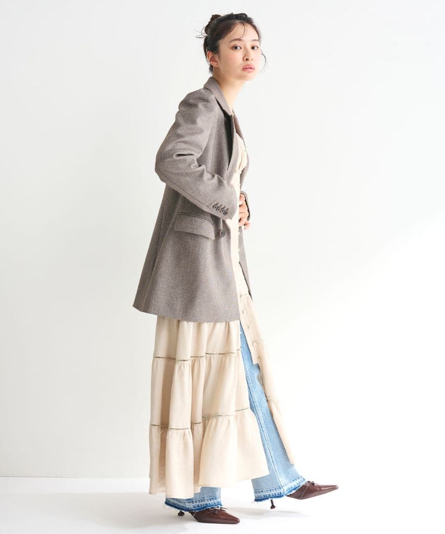 新品 COCODEAL ロングダブルジャケット ブラウン ベージュ ココディール