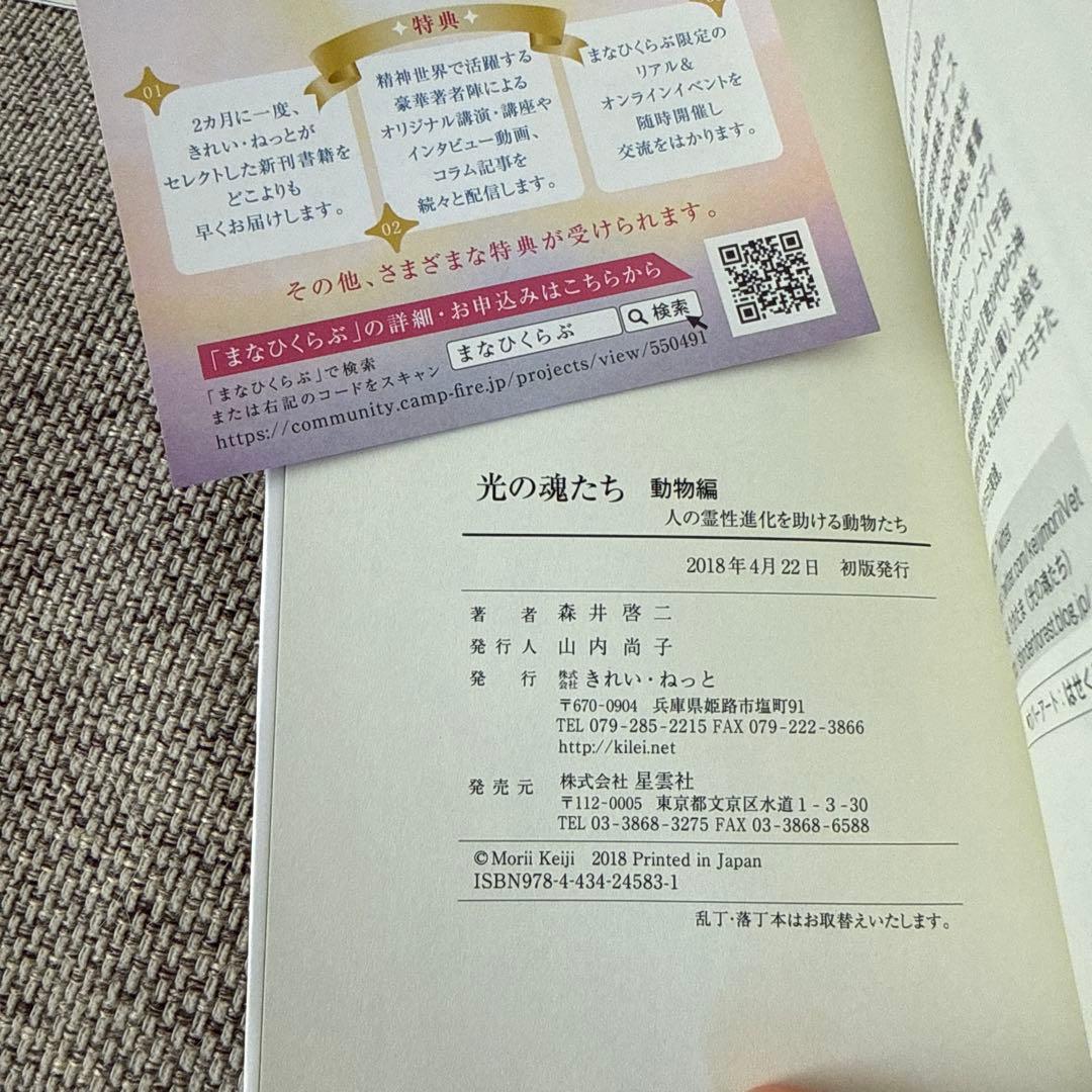 初版　新品　光の魂たち 動物編