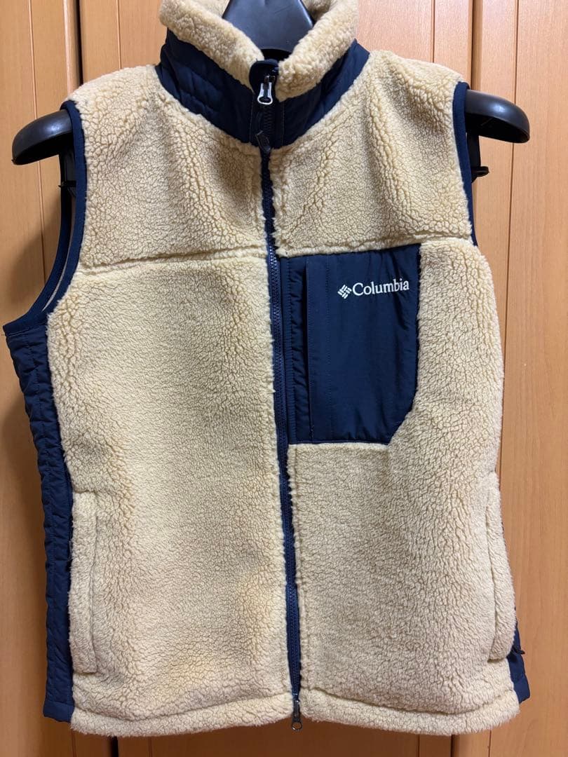 Columbia フリースベスト Mサイズ ベージュ/ネイビー