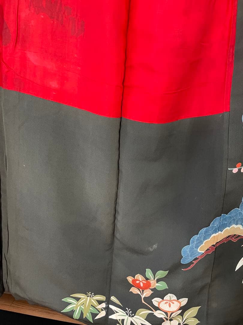アンティーク　着物　振袖　古典柄　花柄　松　家紋　大正ロマン　RT4