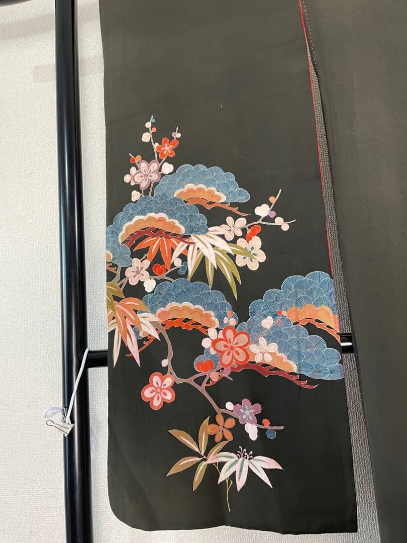 アンティーク　着物　振袖　古典柄　花柄　松　家紋　大正ロマン　RT4