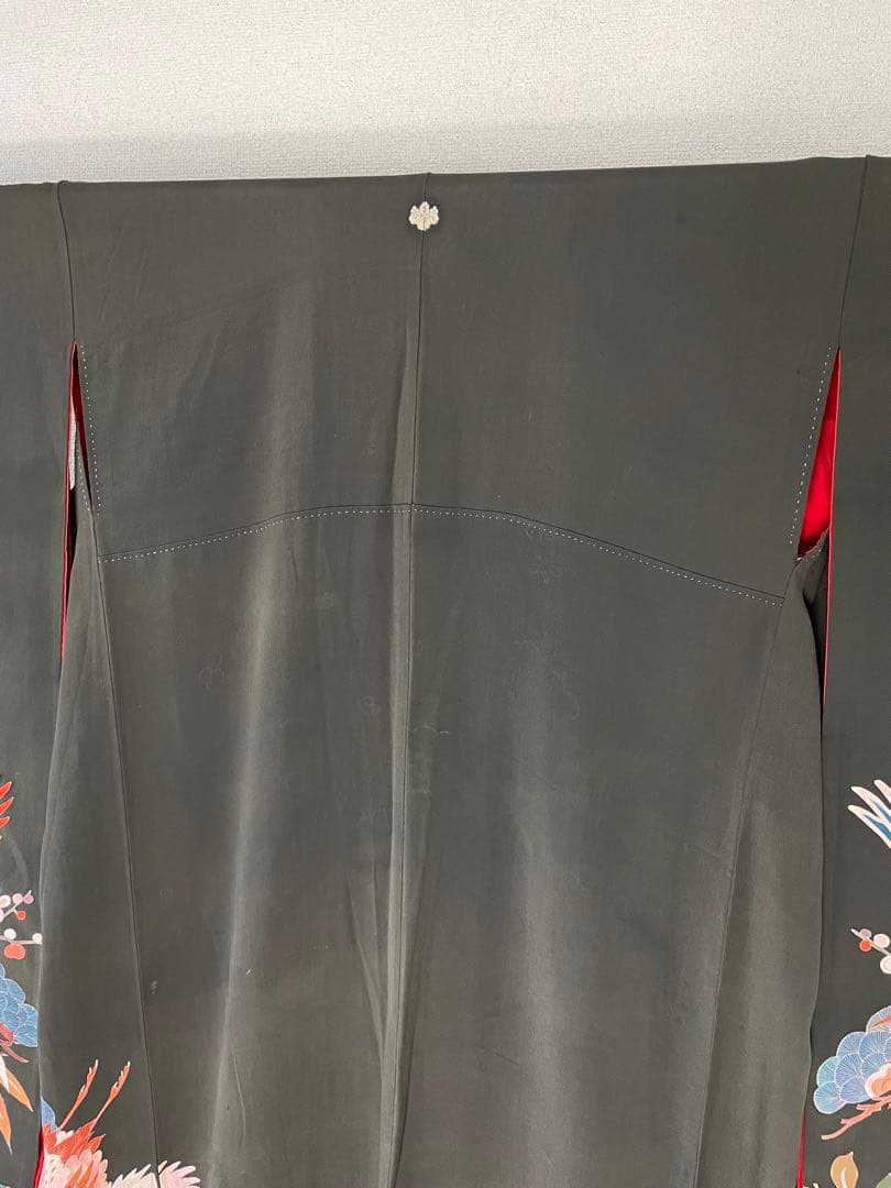 アンティーク　着物　振袖　古典柄　花柄　松　家紋　大正ロマン　RT4
