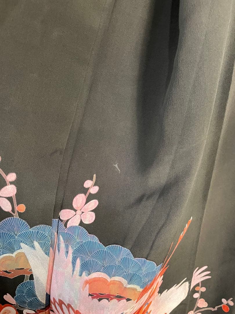 アンティーク　着物　振袖　古典柄　花柄　松　家紋　大正ロマン　RT4
