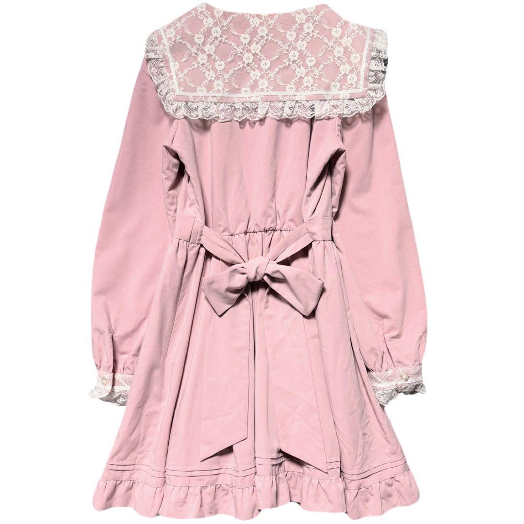 極美品✨完売品 シークレットハニー レースフリルセーラーワンピース 長袖 ピンク