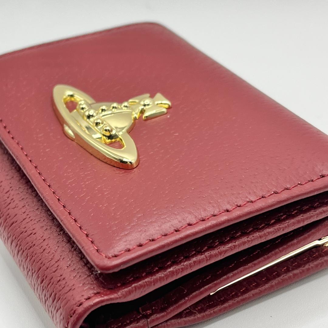 大人気 Vivienne Westwood 特価 がま口 折財布 エンジ 人気