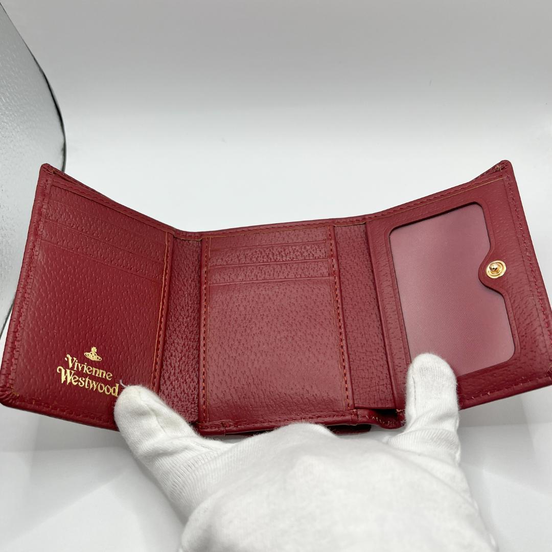 大人気 Vivienne Westwood 特価 がま口 折財布 エンジ 人気