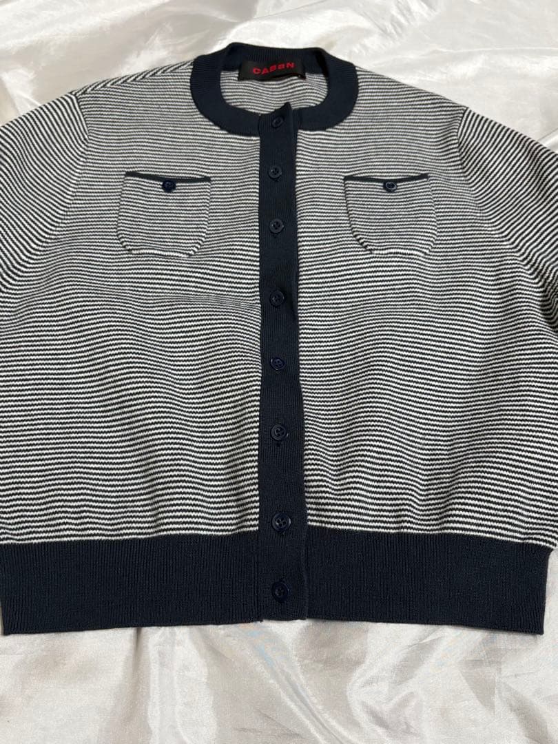 キャバン caban 美品 コットンカシミヤクルーネックカーディガン ネイビー