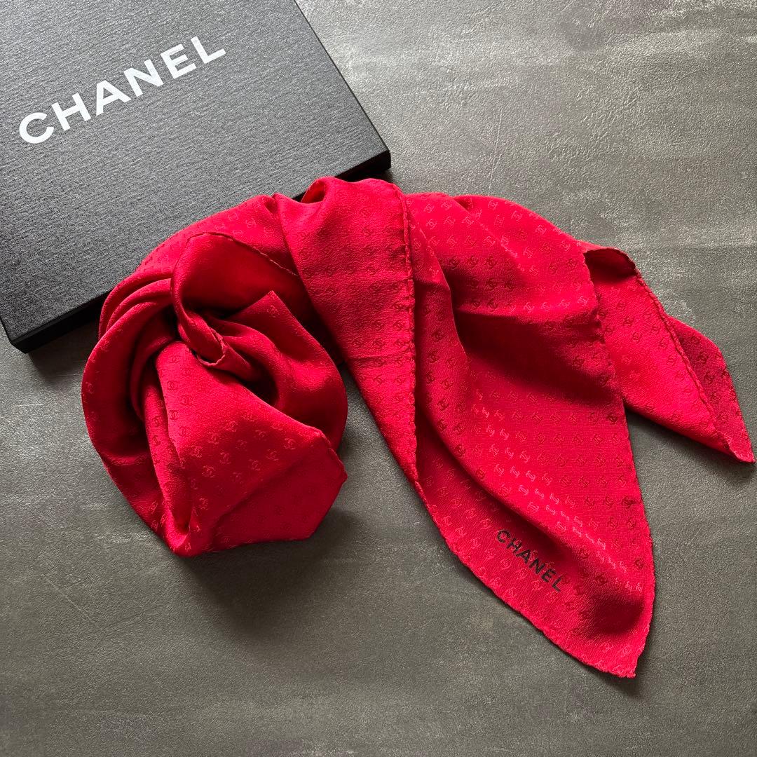 パリで購入⭐︎シャネル CHANEL CCマーク シルク レッド スカーフ