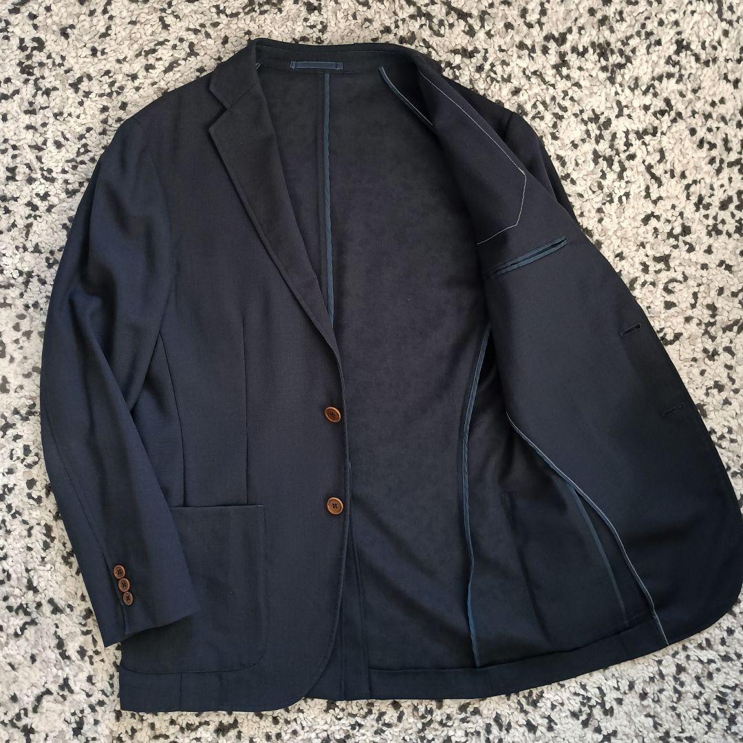 【美品】鎌倉シャツ ウールモヘア アンコン ネイビージャケット L