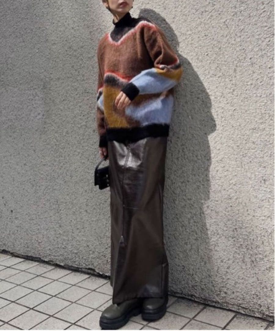 【極美品】2WAY CRASH SYNTHETIC LEATHER SKIRT
