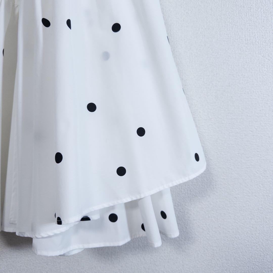 CELFORD アシンメトリーギャザースカート　ドット柄　ロングスカート