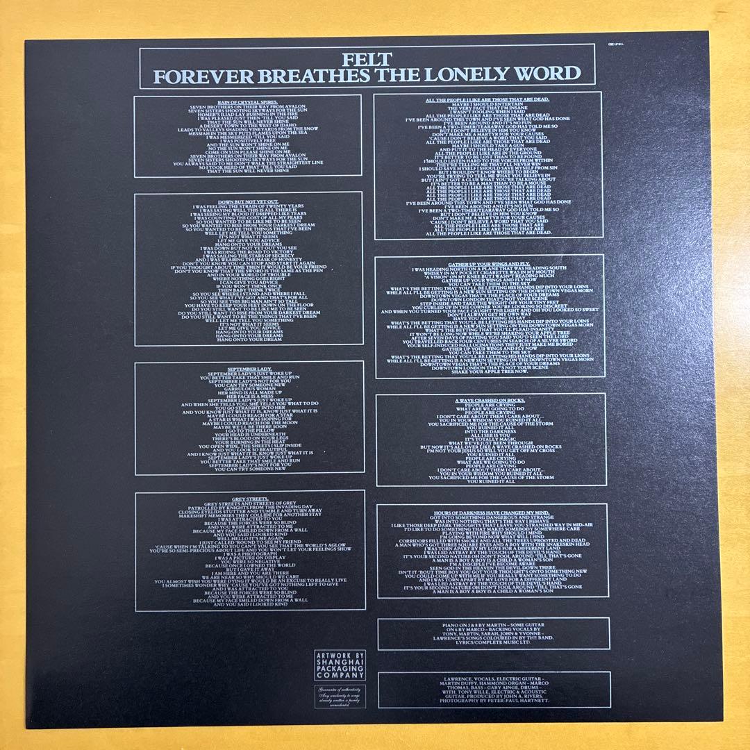 FELT 輸入12inchレコード　1985年
