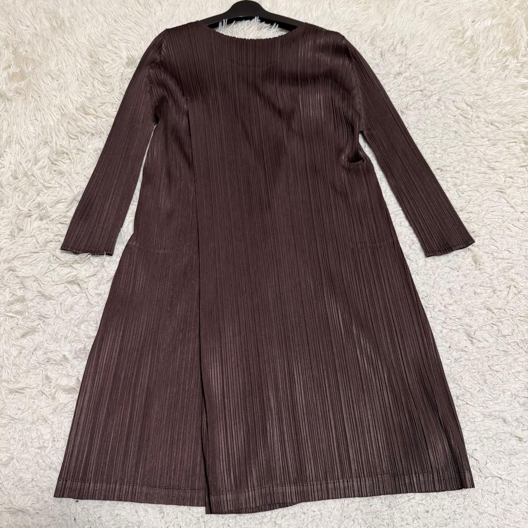 極美品Lサイズ相当　プリーツプリーズ　ロングワンピース　長袖　ラップ　レイヤード