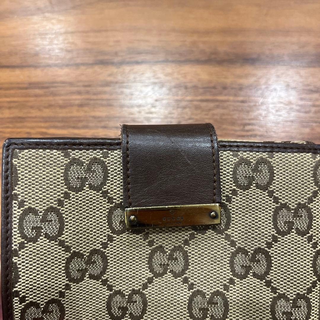 GUCCI 二つ折り財布 GGパターン ベージュ/ブラウン