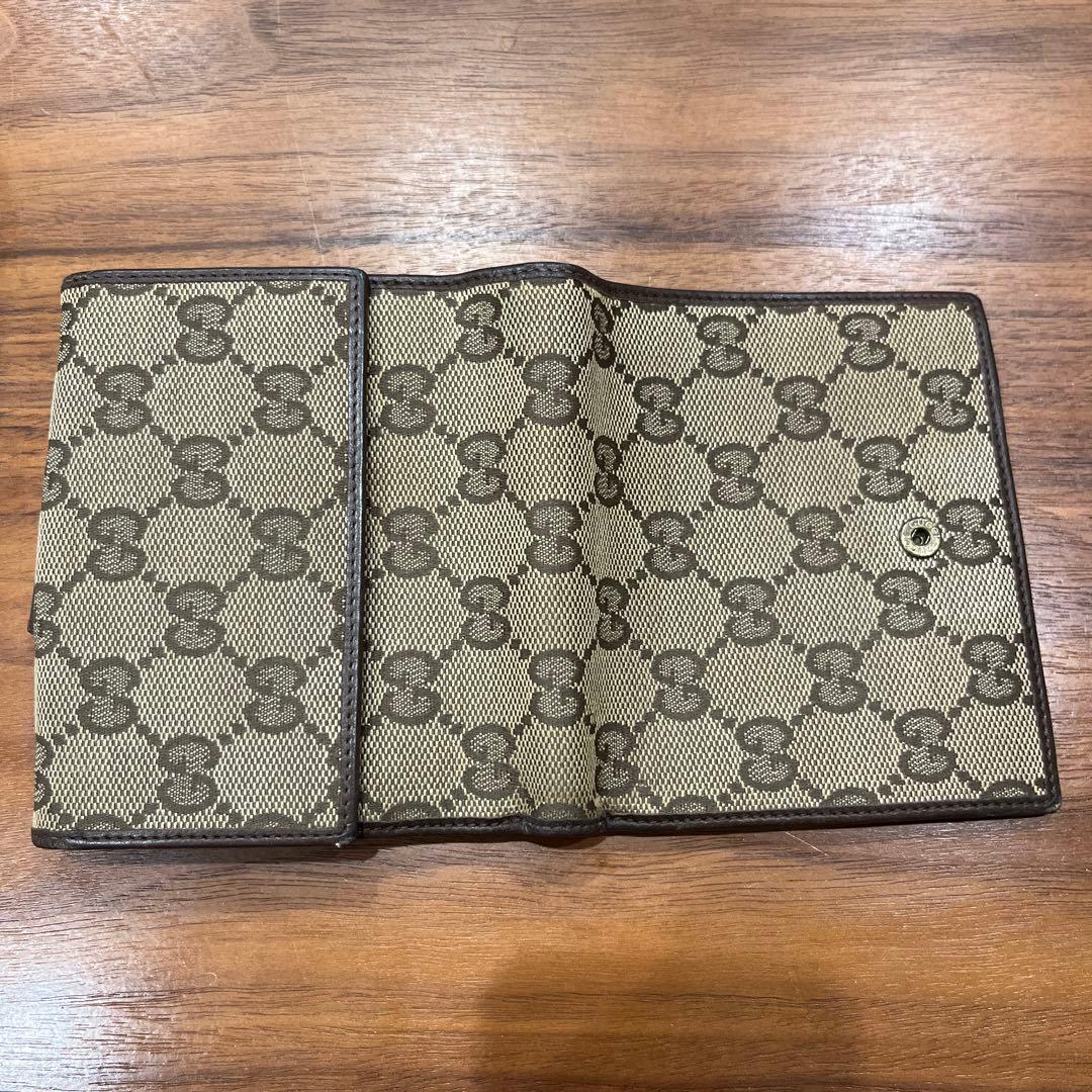GUCCI 二つ折り財布 GGパターン ベージュ/ブラウン