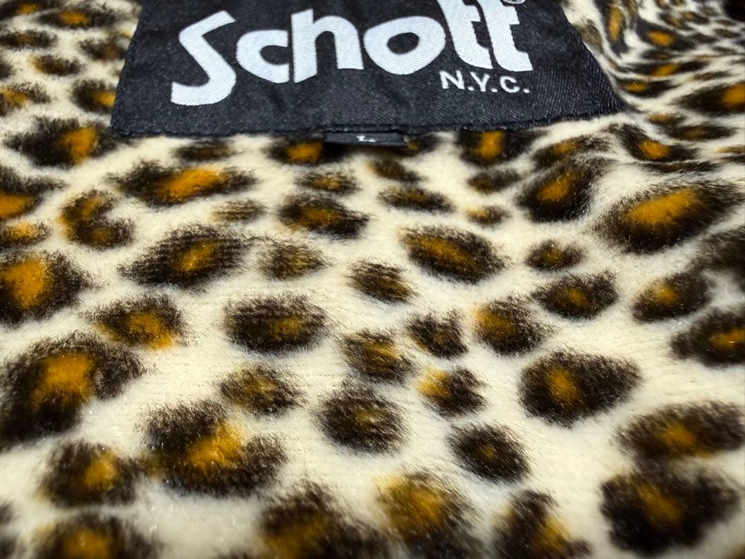 schott コーチジャケット L ショット ブラック レオパード