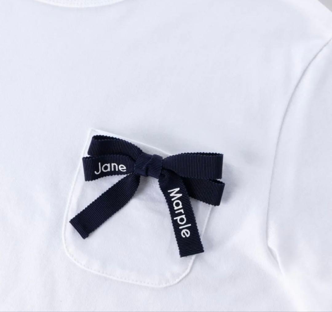 ジェーンマープル　ロゴリボンＴシャツ　オフホワイト×ネイビー