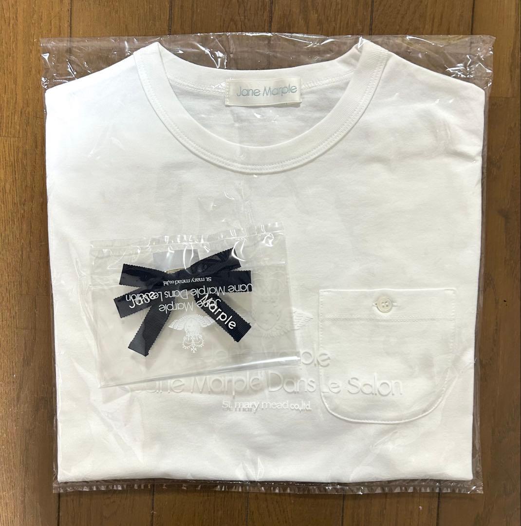 ジェーンマープル　ロゴリボンＴシャツ　オフホワイト×ネイビー